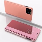 Voor Xiaomi Mi 11 Lite vergulde spiegel horizontale lederen flip-hoes met houder (roségoud)