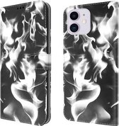 Cloud Fog Pattern Horizontale Flip lederen hoes met houder & kaartsleuf & portemonnee voor iPhone 12 mini (zwart)