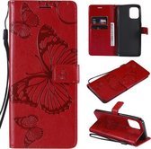 Voor OPPO Find X3 Pro / Find X3 Pressed Printing Butterfly Pattern Horizontale Flip PU lederen tas met houder & kaartsleuven & portemonnee & lanyard (rood)