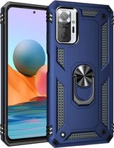 Voor Geschikt voor Xiaomi Redmi Note 10 Pro / Note 10 Pro Max schokbestendige TPU + pc-beschermhoes met 360 graden roterende houder (blauw)