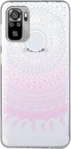 Voor Xiaomi Redmi Note 10 4G gekleurd tekeningpatroon transparant TPU beschermhoes (roze bloem)