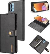 Voor Samsung Galaxy A32 4G DG.MING Crazy Horse Texture Flip afneembare magnetische lederen tas met houder & kaartsleuven & portemonnee (zwart)
