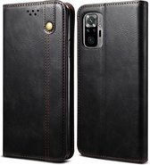 Voor Geschikt voor Xiaomi Redmi Note10 4G (CN-versie) / Note 10S (Wereldwijd officieel) Simple Wax Crazy Horse-textuur Horizontale flip lederen tas met kaartsleuven en portemonnee