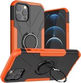 Machine Armor Bear Shockproof PC + TPU beschermhoes met ringhouder voor iPhone 12/12 Pro (oranje)