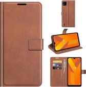 Voor Wiko Y62 Retro Kalfspatroon Gesp Horizontale Flip Leren Case met Houder & Kaartsleuven & Portemonnee (Lichtbruin)