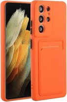 Voor Samsung Galaxy S21 Ultra 5G kaartsleuf ontwerp schokbestendig TPU beschermhoes (oranje)