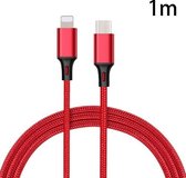 PD 18W USB-C / Type-C naar 8-pins nylon gevlochten datakabel is geschikt voor iPhone-serie / iPad-serie, Lengte: 1 m (rood)