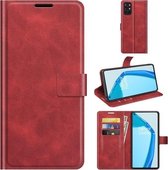 Voor OnePlus 9R Retro Kalfspatroon Gesp Horizontaal Leren Flip Hoesje met Houder & Kaartsleuven & Portemonnee (Rood)