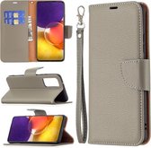 Voor Samsung Galaxy A82 5G Litchi Textuur Pure Kleur Horizontale Flip Leren Case met Houder & Kaartsleuven & Portemonnee & Lanyard (Grijs)