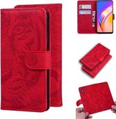 Voor OPPO Reno5 Z Tiger Embossing Pattern Horizontale Flip lederen tas met houder & kaartsleuven & portemonnee (rood)