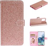 Voor Xiaomi Redmi Note 10 Pro Glitter Poeder Horizontale Flip Leren Case met Kaartsleuven & Houder & Fotolijst & Portemonnee (Rose Goud)