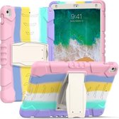 3-laags beschermingsschermframe + pc + siliconen schokbestendige combinatiebehuizing met houder voor iPad Pro 10.5 (2019) / (2017) (kleurrijk roze)