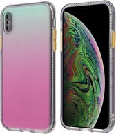 Gradient Shockproof TPU + Acrylic Case met afneembare knoppen voor iPhone XS Max (Rose Red)