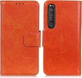 Voor Sony Xperia 1 III Nappa Texture Horizontale Flip Leren Case met Houder & Kaartsleuven & Portemonnee (Oranje)