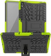 Voor Lenovo Tab P11 Tyre Texture Shockproof TPU + PC beschermhoes met houder (groen)