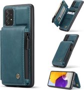 Voor Samsung Galaxy A72 4G / 5G CaseMe C20 Multifunctionele PC + TPU beschermhoes met houder & kaartsleuf & portemonnee (blauw)