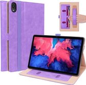 Voor Lenovo Tab P11 (Tab-J606F) Zakelijke retro PU horizontale flip lederen tas met houder & kaartsleuven en draagriem (paars)