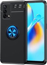 Voor OPPO K9 metalen ringhouder 360 graden roterende TPU-hoes (zwart + blauw)