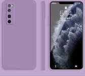 Voor Huawei nova 7 Pro 5G effen kleur imitatie vloeibare siliconen rechte rand valbestendige volledige dekking beschermhoes (paars)