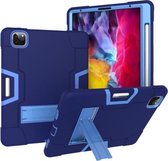 Contrasterende kleur Robot schokbestendig siliconen + pc-beschermhoes met houder en pengleuf voor iPad Pro 12.9 (2018) / (2020) (marineblauw + blauw)