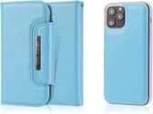 Litchi Texture Horizontale Flip Buckle Afneembare Magnetische PU Leather Case met Kaartsleuven & Portemonnee & Fotolijst Voor iPhone 12/12 Pro (Blauw)