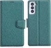Voor Samsung Galaxy S21 Ultra 5G Zijden Textuur Horizontale Flip Leren Case met Houder & Kaartsleuven & Portemonnee & Fotolijst (Groen)