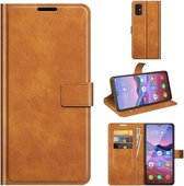 Voor ZTE V2020 Smart Retro Kalfspatroon Gesp Horizontale Flip Leren Case met Houder & Kaartsleuven & Portemonnee (Geel)