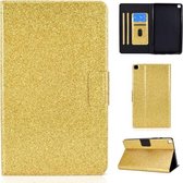 Voor Samsung Galaxy Tab A7 Lite T220 Glitter horizontale flip lederen tas met houder en kaartsleuven (goud)