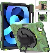Schokbestendige kleurrijke siliconen + pc-beschermhoes met houder en schouderriem en draagriem voor iPad Air (2020) (camouflage)