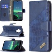 Voor Nokia 1.4 Bijpassende kleur Krokodiltextuur Horizontale flip PU lederen tas met portemonnee & houder & kaartsleuven (blauw)
