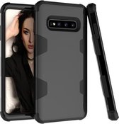 Voor Samsung Galaxy S10 + siliconen in contrastkleur + schokbestendige pc-hoes (zwart)