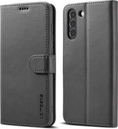 Voor Samsung Galaxy S21 FE LC.IMEEKE Kalfsstructuur Horizontale flip lederen tas, met houder & kaartsleuven en portemonnee (zwart)