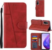 Voor Xiaomi Mi 10T / 10T Pro Stiksels Kalfsstructuur Gesp Horizontale Flip Leren Case met Houder & Kaartsleuven & Portemonnee & Lanyard (Rood)