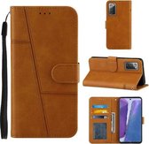 Voor Samsung Galaxy Note20 Stiksels Kalf Textuur Gesp Horizontale Flip Leren Case met Houder & Kaartsleuven & Portemonnee & Lanyard (Geel)