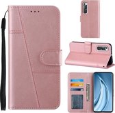 Voor Xiaomi Redmi Note 10 4G / Note 10S Stiksels Kalf Textuur Gesp Horizontale Flip Leren Case met Houder & Kaartsleuven & Portemonnee & Lanyard (Roze)