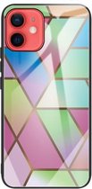 Abstract Marble Pattern Glass beschermhoes voor iPhone 12 mini (Rhombus Gradient)