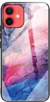 Abstract Marble Pattern Glass beschermhoes voor iPhone 12 mini (abstract rood)