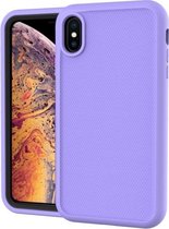 Effen kleur pc + siliconen schokbestendig skid-proof stofdicht hoesje voor iPhone XR (paars)