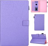 Haar zijdeachtige textuur effen kleur horizontale flip lederen tas met houder & kaartsleuven & fotolijst & antislip strip voor Amazon Kindle Fire HD8 2016/2017/2018 (paars)