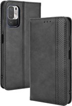 Voor Xiaomi Redmi Note 10 5G Magnetische Gesp Retro Crazy Horse Textuur Horizontale Flip Leren Case met Houder & Kaartsleuven & Fotolijst (Zwart)
