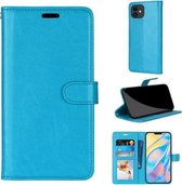 Pure kleur horizontale flip PU lederen tas met houder & kaartsleuven & portemonnee & fotolijst voor iPhone 12/12 Pro (blauw)