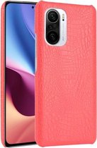 Voor Xiaomi Redmi K40 / K40 Pro / Poco F3 Schokbestendige krokodiltextuur PC + PU-hoes (rood)