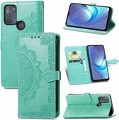 Voor Motorola Moto G50 Mandala Embossing Patroon Horizontale Flip Leren Case met Houder & Kaartsleuven & Portemonnee & Lanyard (Groen)