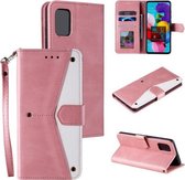 Voor Samsung Galaxy A72 Stiksels Kalf Textuur Horizontale Flip Lederen Case met Houder & Kaartsleuven & Portemonnee (Rose Goud)