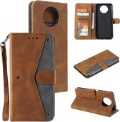 Voor Xiaomi Redmi Note 9T Stiksels Kalf Textuur Horizontale Flip Lederen Case met Houder & Kaartsleuven & Portemonnee (Bruin)