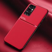 Voor OnePlus 9 Pro Classic Tilt Strip Grain Magnetisch Schokbestendig PC + TPU Case (Rood)