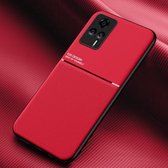 Voor vivo S9e Classic Tilt Strip Grain Magnetisch Schokbestendig PC + TPU Case (Rood)