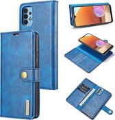 Voor Samsung Galaxy A32 4G DG.MING Crazy Horse Texture Flip afneembare magnetische lederen tas met houder & kaartsleuven & portemonnee (blauw)