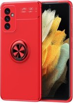 Voor Samsung Galaxy A82 5G metalen ringhouder 360 graden roterende TPU-hoes (rood + rood)