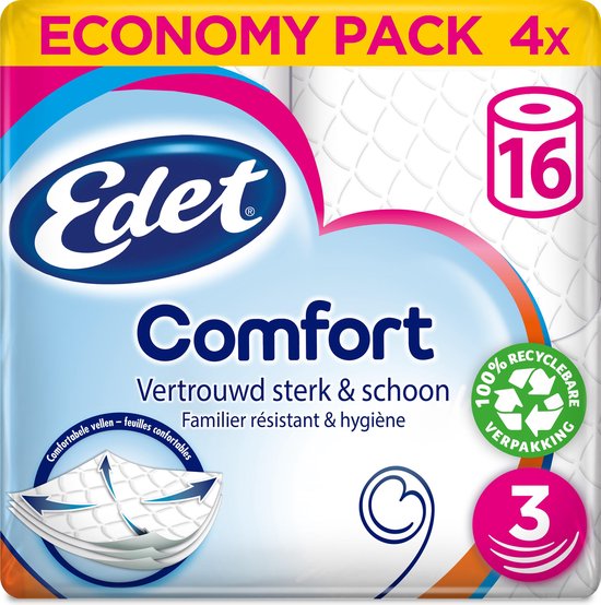 Edet Comfort - Papier hygiénique 3 couches - 64 rouleaux